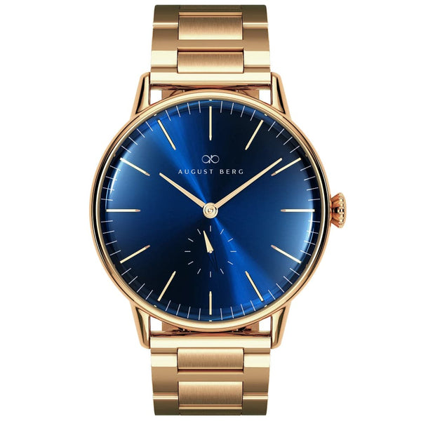August Berg Blue Dial Gold Stainless Steel Strap Unisex Watch 10140D05SGD (40mm)