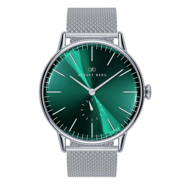 August Berg Green Dial Silver Milanese Strap Unisex Watch 10140E11MSL