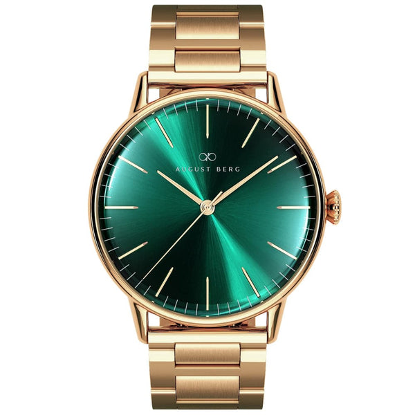 August Berg Green Dial Gold Stainless Steel Strap Unisex Watch 10240D11SGD (40mm)
