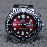 Ratio Free Diver Red Dial Stainless Steel Strap Men's Watch