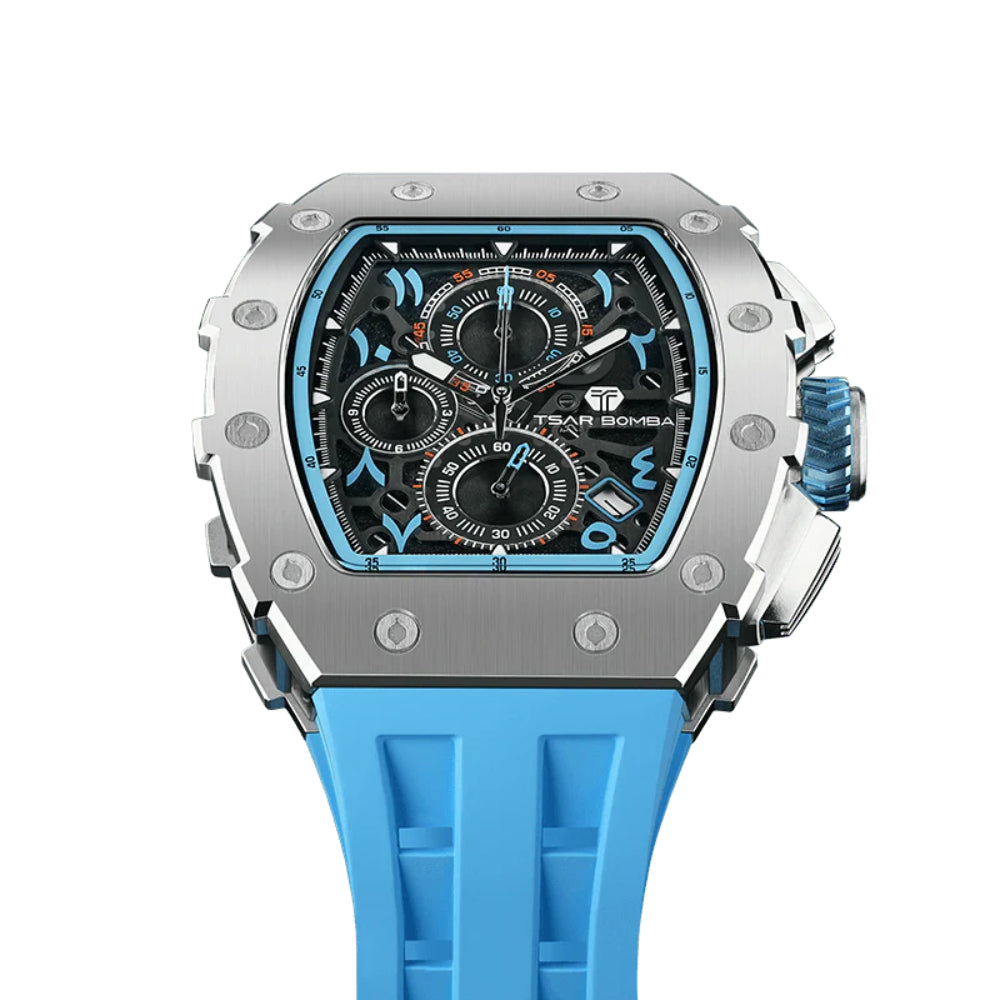Tsar Bomba Light Blue Silicone Strap Men's Watch TB8204QA-05 (14.5mm) Thickness