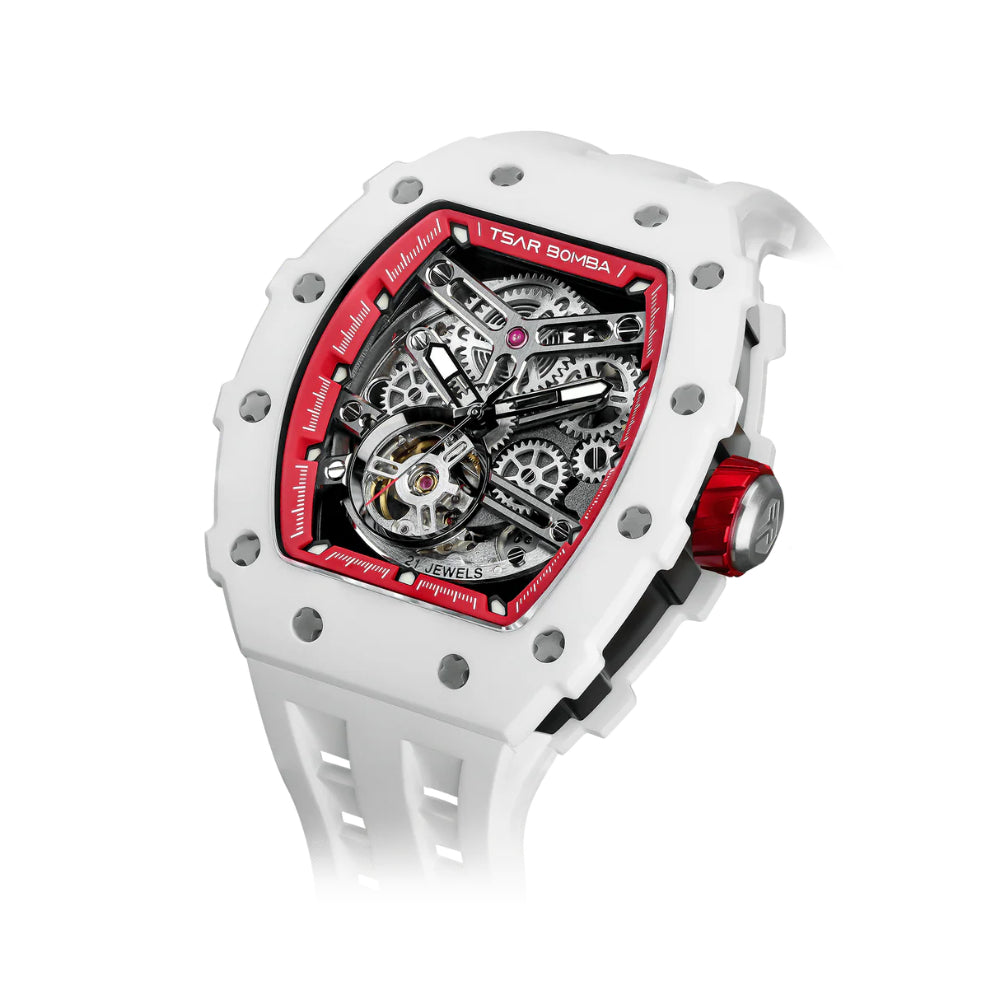 Tsar Bomba Automatic White FKM Rubber Strap Men's Watch TB8208C-08