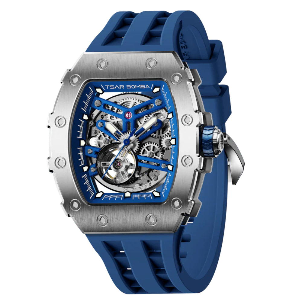 Tsar Bomba Automatic Blue Silicone Strap Men's Watch TB8208A-41 (14.5mm) Thickness