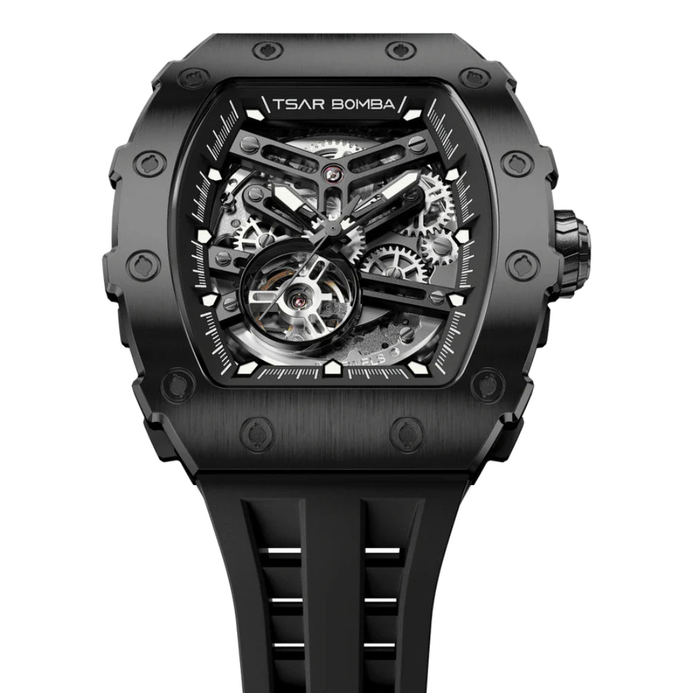 Tsar Bomba Automatic Black Silicone Strap Men's Watch TB8208A-45 (14.5mm) Thickness