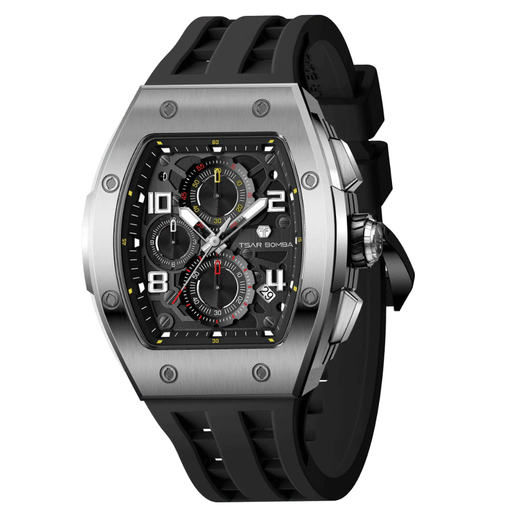 Tsar Bomba Black Silicone Strap Men's Watch TB8224Q-01 (14.5mm) Thickness