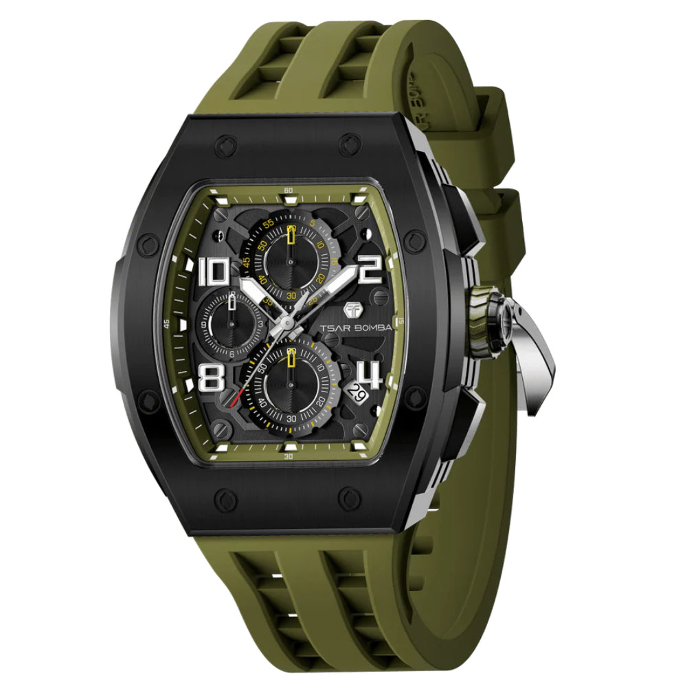 Tsar Bomba Olive Silicone Strap Men's Watch TB8224Q-06 (14.5mm) Thickness