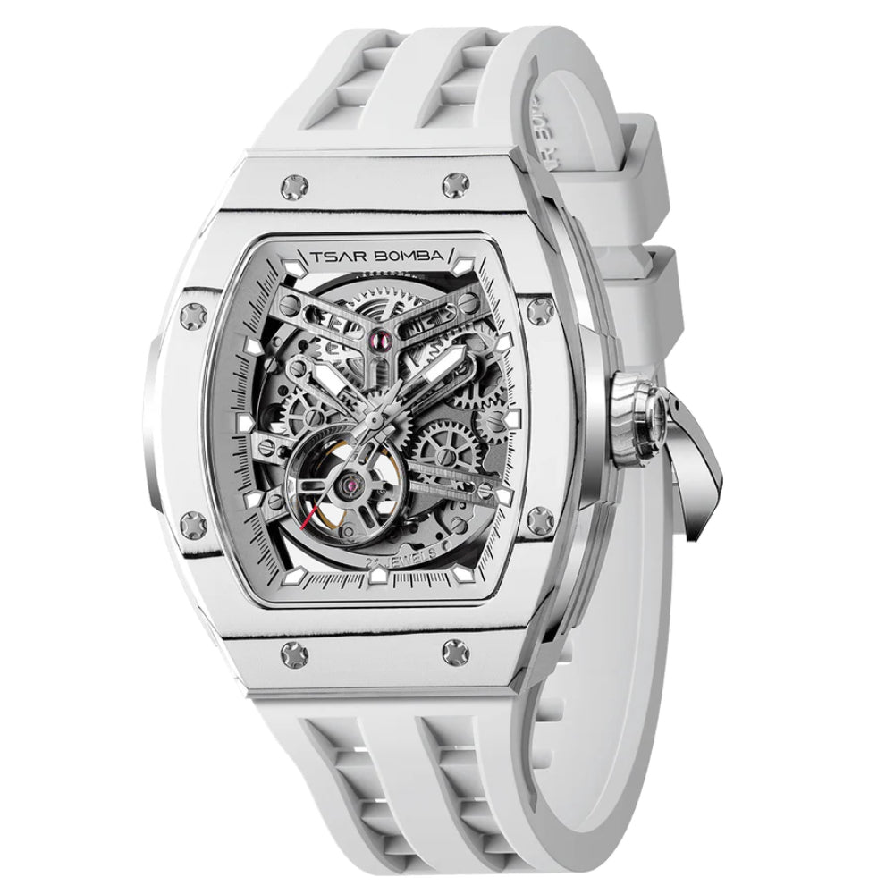 Tsar Bomba Automatic White FKM Rubber Strap Men's Watch TB8228CF-04