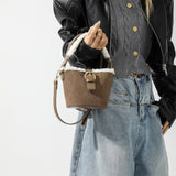 AG Collective Faux Suede Top Handle Bucket Women Hand Bag