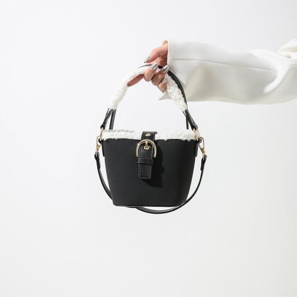 AG Collective Faux Suede Top Handle Bucket Women Hand Bag