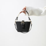 AG Collective Faux Suede Top Handle Bucket Women Hand Bag