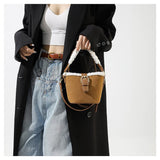 AG Collective Faux Suede Top Handle Bucket Women Hand Bag
