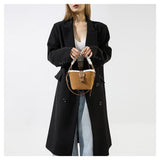 AG Collective Faux Suede Top Handle Bucket Women Hand Bag