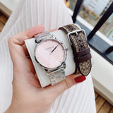 Coach New York Pink Dial Silver Stainless Steel Strap Women Watch 14000088