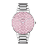 Coach New York Pink Dial Silver Stainless Steel Strap Women Watch 14000093