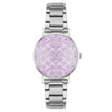 Coach New York Purple Dial Silver Stainless Steel Strap Women Watch 14000095