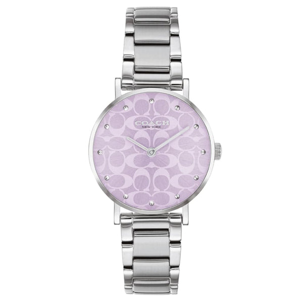 Coach New York Purple Dial Silver Stainless Steel Strap Women Watch 14000095