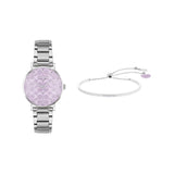 Coach New York Purple Dial Silver Stainless Steel Strap Women Watch 14000095