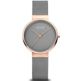BERING 14331-369 POLISHED ROSE GOLD GREY MILANESE BRACELET WOMEN'S WATCH