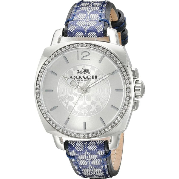 Coach New York Silver Dial Blue Leather Strap Women Watch 14502417