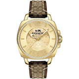 Coach New York Gold Dial Brown Leather Strap Women Watch 14502509