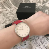 COACH PERRY ANALOG QUARTZ SILVER STAINLESS STEEL 14503153 RED LEATHER STRAP WOMEN'S WATCH