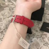 COACH PERRY ANALOG QUARTZ SILVER STAINLESS STEEL 14503153 RED LEATHER STRAP WOMEN'S WATCH