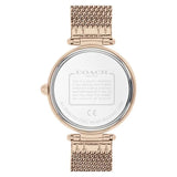 Coach New York Skeleton Dial Rose Gold Milanes Strap Women Watch 14503595