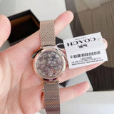 Coach New York Skeleton Dial Rose Gold Milanes Strap Women Watch 14503595