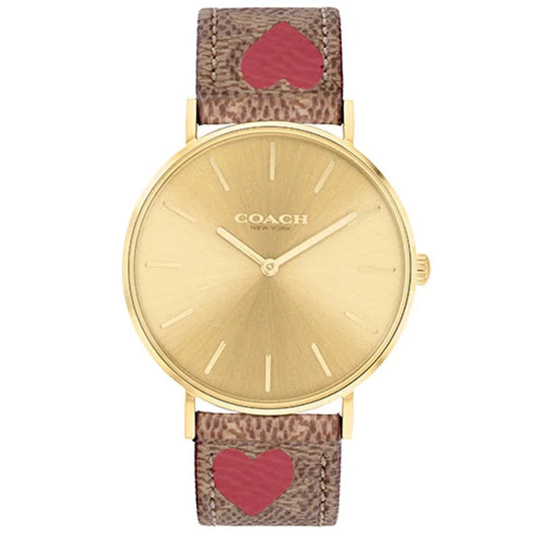 Coach New York Gold Dial Leather Strap Women Watch 14503886