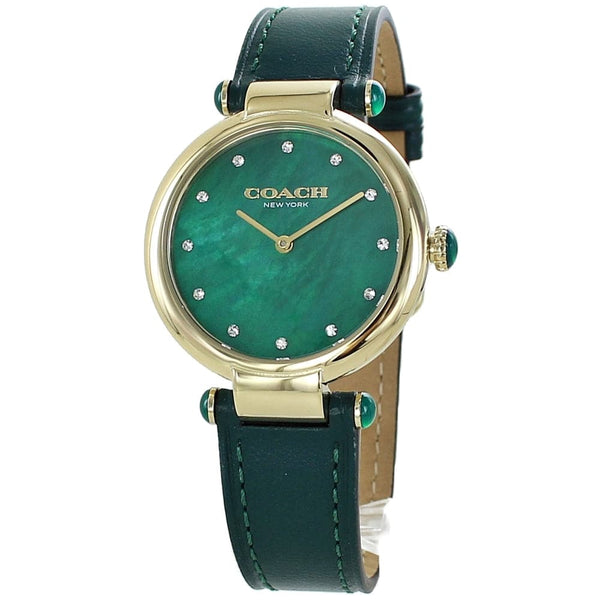 Coach Cary Green Dial And Leather Strap Women Watch 14503962