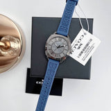 Coah New York Boyfriend Blue Silicone Strap Women Watch 14503978
