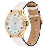 Coach New York Silver Dial White Leather Strap Women Watch 14503989