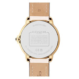 Coach New York Silver Dial White Leather Strap Women Watch 14503989