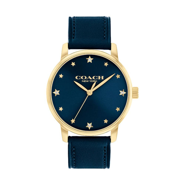 Coach New York Blue Dial And Leather Strap Women Watch 14504074