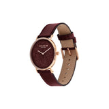 Coach New York Perry Glitter Wine Leather Strap Women Watch 14504079