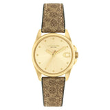 Coach New York Gold Dial Brown Leather Strap Women Watch 14504107