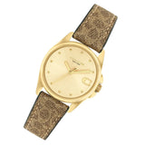 Coach New York Gold Dial Brown Leather Strap Women Watch 14504107