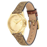 Coach New York Gold Dial Brown Leather Strap Women Watch 14504107