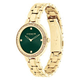 COACH CHELSEA GREEN DIAL GOLD-TONE CRYSTAL BRACELET WATCH 14504251
