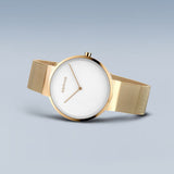 Bering Classic White Dial Gold Milanese Strap Unisex Watch 14539-334