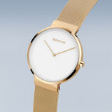 Bering Classic White Dial Gold Milanese Strap Unisex Watch 14539-334