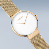 Bering Classic White Dial Gold Milanese Strap Unisex Watch 14539-334