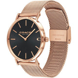Coach New York Charles Black Dial Rose Gold Milanese Strap Men Watch 14602552
