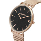 Coach New York Charles Black Dial Rose Gold Milanese Strap Men Watch 14602552