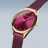 Bering Ultra Slim Purple Milanese Strap Women Watch 17031-969