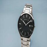 Bering Ultra Slim Black Dial Silver Stainless Steel Strap Men Watch 17240-702