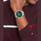 Tommy Hilfiger Green Dial Silver Stainless Steel Strap Men Watch 1792088