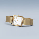 Bering Classic White Dial Gold Milanese Strap Women Watch 18226-334