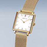 Bering Classic White Dial Gold Milanese Strap Women Watch 18226-334