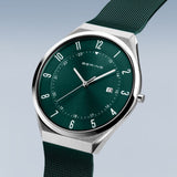 Bering Ultra Slim Green Dial & Milanese Strap Men Watch 18740-808